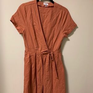 burnt orange wrap dress (elaine wrap linen skater)